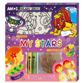 Amos Sun Deco Stained-Glass Paints Kit My Stars 6x10.5 ml with 6 suncatchers