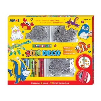 Amos Sun Deco Stained-Glass Paints Kit Princess 6x10.5 ml with 18 suncatchers