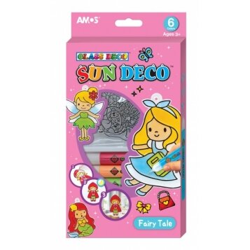 Краски витражные в наборе Amos Sun Deco "Fairy Tale" 6x10.5 мл с 6 витражами