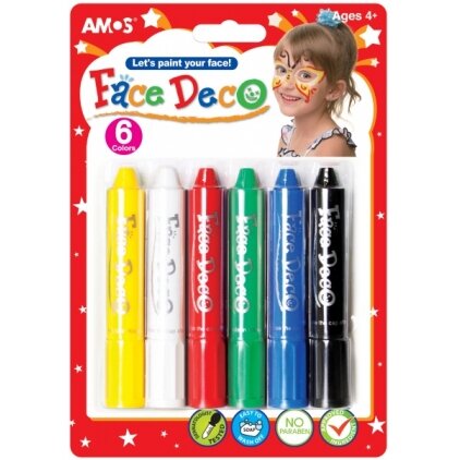 Dažai veidui Amos Face Deco 6 spalvų Dažai veidui Amos Face Deco 6 spalvų