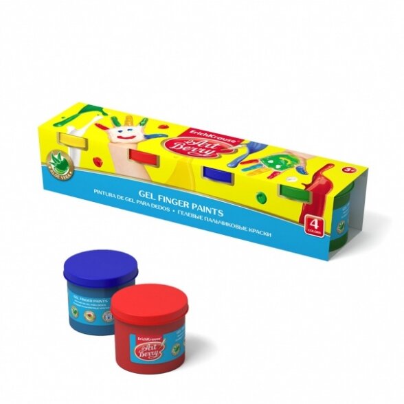 Dažai piešimui pirštais ArtBerry su Aloe Vera 4 spalvų po 105 ml
