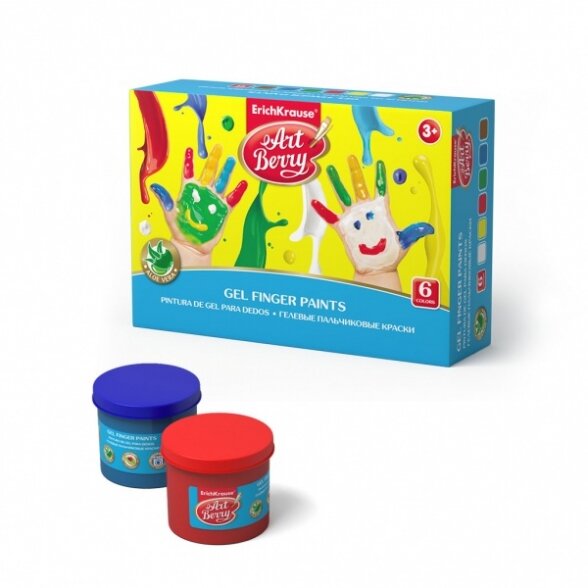 Dažai piešimui pirštais ArtBerry su Aloe Vera 6 spalvų po 100 ml