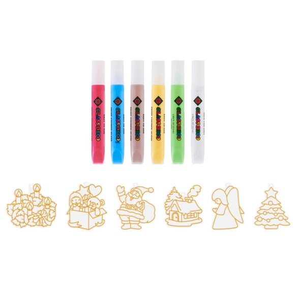 Amos Sun Deco Stained-Glass Paints Kit Christmas 6x10.5 ml with 6 suncatchers 1 Amos Sun Deco Stained-Glass Paints Kit Christmas 6x10.5 ml with 6 suncatchers 1