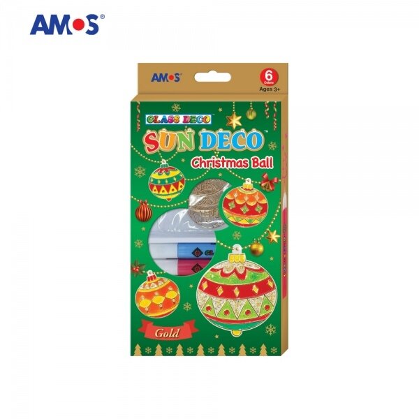 Краски витражные в наборе Amos Sun Deco "Christmas Ball" 6x10.5 мл с 6 витражами Краски витражные в наборе Amos Sun Deco "Christmas Ball" 6x10.5 мл с 6 витражами