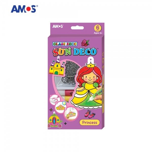 Amos Sun Deco Stained-Glass Paints Kit Princess 6x10.5 ml with 6 suncatchers Amos Sun Deco Stained-Glass Paints Kit Princess 6x10.5 ml with 6 suncatchers