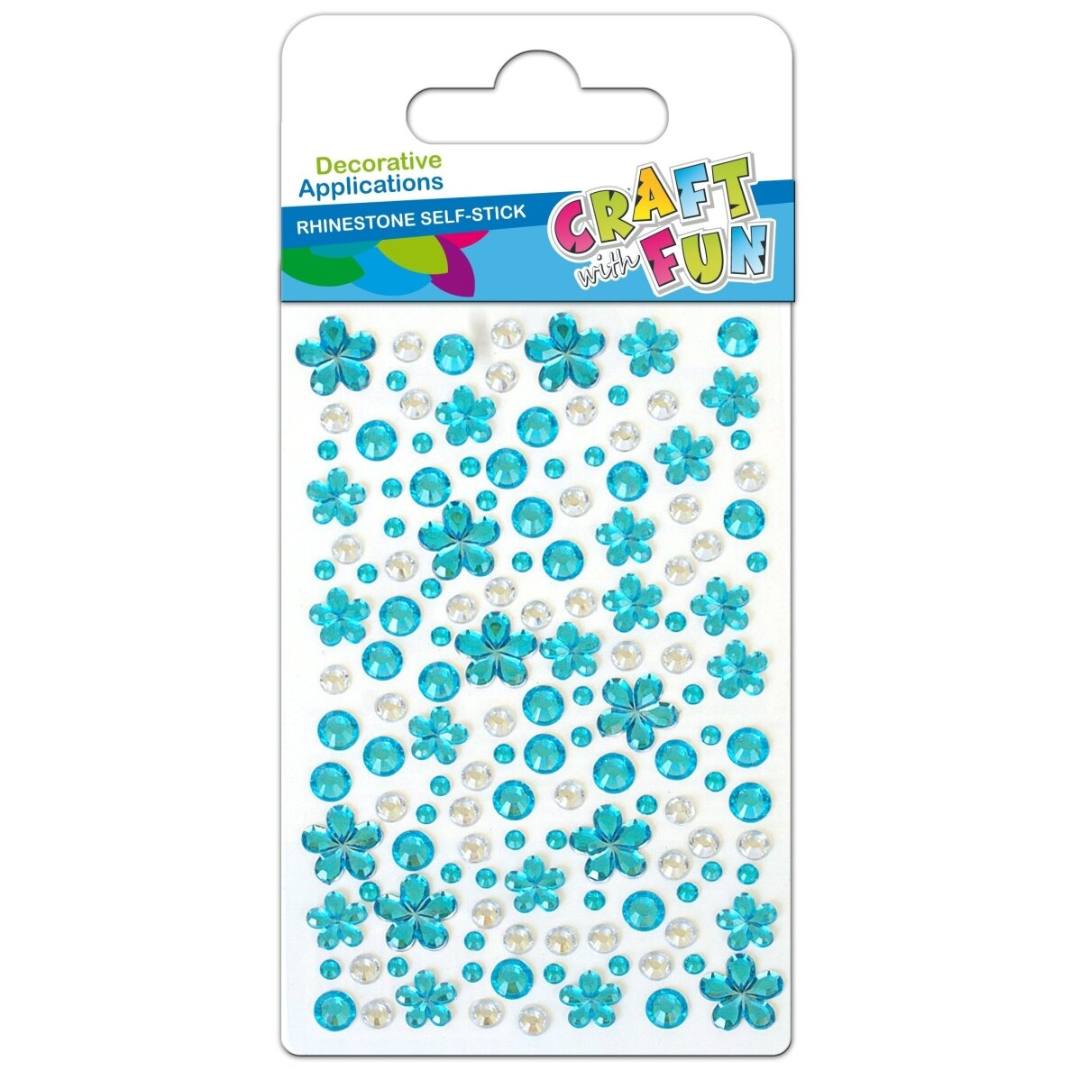 CRAFT-FUN Decorative Rhinestone Stickers in Two Colors (White and Light Blue)