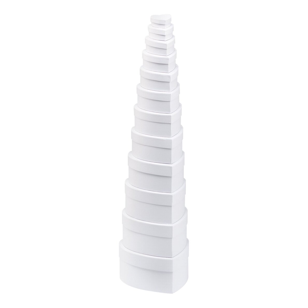 White Boxes for decoration HEART, Set of 12, assoretd sizes 1