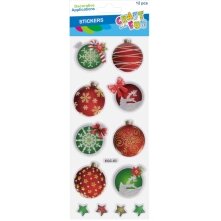 Dekoratyviniai kalėdiniai lipdukai Craft-Fun Christmas Ball 3D 12 vnt