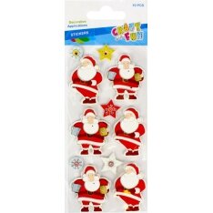 Dekoratyviniai kalėdiniai lipdukai Craft-Fun Santa Klaus 10 vnt