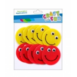 Dekoratyviniai lipdukai iš veltinio "Emociukai", 10 vnt. CRAFT-FUN