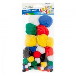 Dekoracija pomponai, akrilas, 60 vnt. CRAFT-FUN