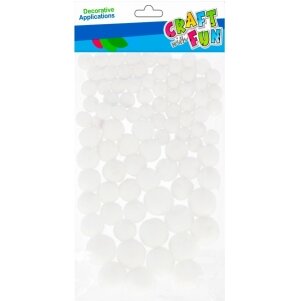 Dekoracija "Pomponai" įvairių dydžių (1/1,5/2 mm), balti, 90 vnt. CRAFT-FUN Dekoracija "Pomponai" įvairių dydžių (1/1,5/2 mm), balti, 90 vnt. CRAFT-FUN