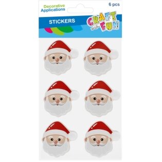 Dekoratyviniai kalėdiniai lipdukai iš veltinio Craft-Fun Santa Klaus 6 vnt