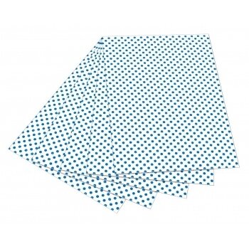 Dekoratyvinis kartonas (baltas su mėlynais taškeliais), FOLIA, 10 lapai, 50 x 70 cm.