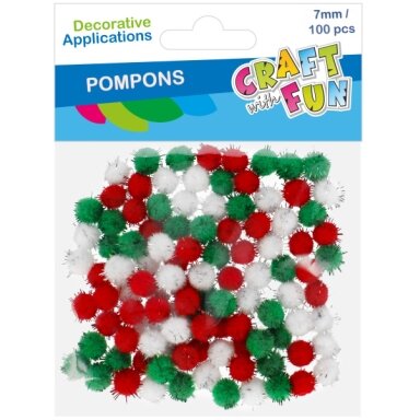 Decoration pompoms Craf-Fun three colors 7 mm 100 pcs