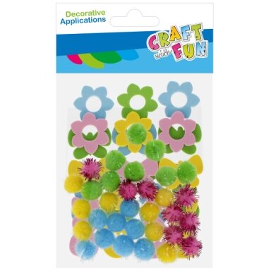 Декорация  „Помпоны и цветы“ Микс 66 штук Craft-Fun