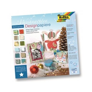 Design Paper Pad X-MAS 190g/m², 30,5x30,5cm, 12 sheets, 12 assorted designs
