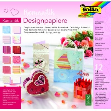 Dekorativinio kartono rinkinys Folia "Romantika" 12 lapų