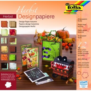 Design Paper Pad AUTUMN 190g/m², 30,5x30,5cm, 12 sheets, 12 assorted designs