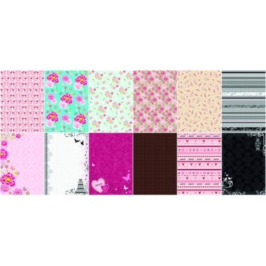 Design Paper Pad SWEET 165g/m², DIN A4, 12 sheets, 12 assorted designs