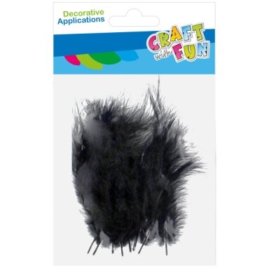 Set of decorative black feathers, 12 pcs., 3 g, CRAFT-FUN Set of decorative black feathers, 12 pcs., 3 g, CRAFT-FUN