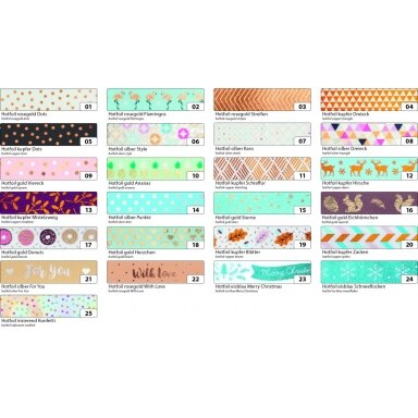 Dekoratyvinė lipni juostelė iš ryžių popieriaus Folia Washi-Tape 15mmx5mm "HOTFOIL ROSE" su taškais Dekoratyvinė lipni juostelė iš ryžių popieriaus Folia Washi-Tape 15mmx5mm "HOTFOIL ROSE" su taškais