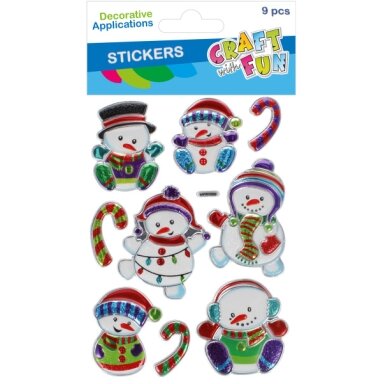 Dekoratyviniai kalėdiniai lipdukai Craft-Fun Sniego senis 3D 9 vnt