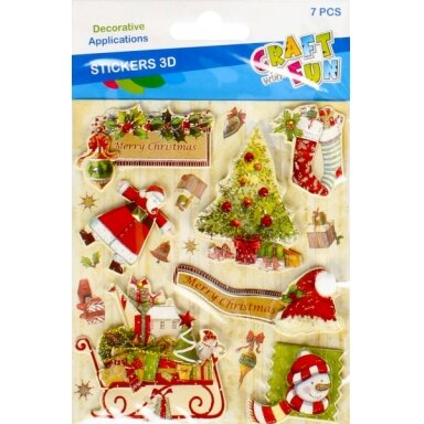 Dekoratyviniai lipdukai 3D "Merry Christmas" 7 vnt CRAFT-FUN Dekoratyviniai lipdukai 3D "Merry Christmas" 7 vnt CRAFT-FUN