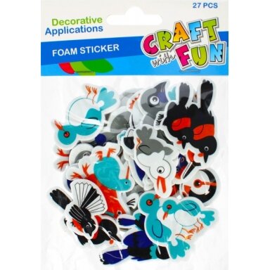 Dekoratyviniai lipdukai iš putgumės "Paukščiai" 27 vnt CRAFT-FUN