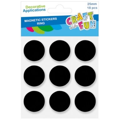 Decorative magnetic stickers Craft-Fun Circle 25 mm black 18 pcs Decorative magnetic stickers Craft-Fun Circle 25 mm black 18 pcs