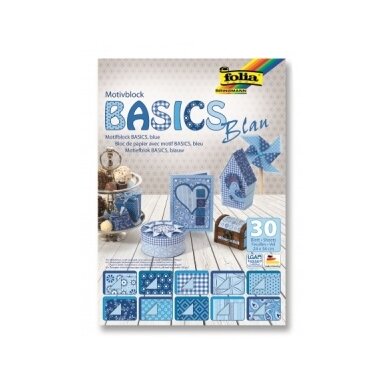 Designer Pad BASICS BLUE, 24x34cm, 30 sheets, assorted Designer Pad BASICS BLUE, 24x34cm, 30 sheets, assorted