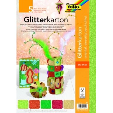 Glitter Board ORIENTAL 300g/m², 24x34cm, 5 sheets, assorted colours Glitter Board ORIENTAL 300g/m², 24x34cm, 5 sheets, assorted colours