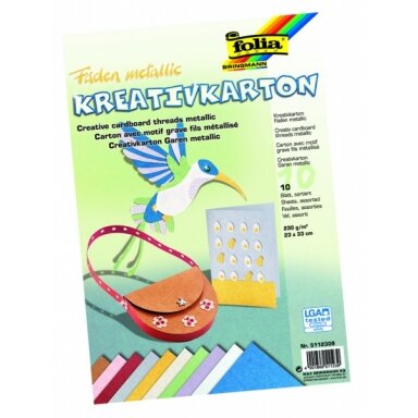 Текстурный картон „Металлические нити“ 230 г / м², 23x33 см, 10 листов, разные цвета