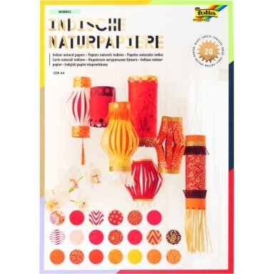 Natural paper pad COLOURS OF INDIA - Mumbai, DIN A4, 20 sheets, assorted red/orange