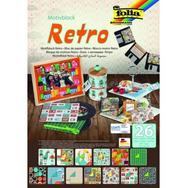 Набор декоративной бумаги и картона RETRO, 24x34см, 26 листов, в ассортименте