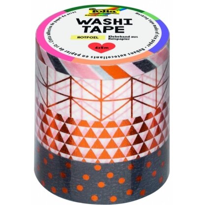 Самоклеящаяся бумажная декоративная лента Washi-Tape HOTFOIL COPPER, 4 штуки