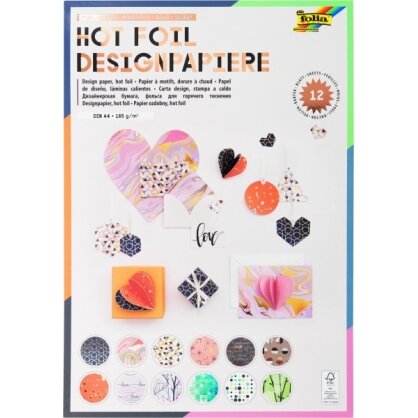 Dekorativinio kartono rinkinys Folia "Hotfoil" A4, 12 lapų