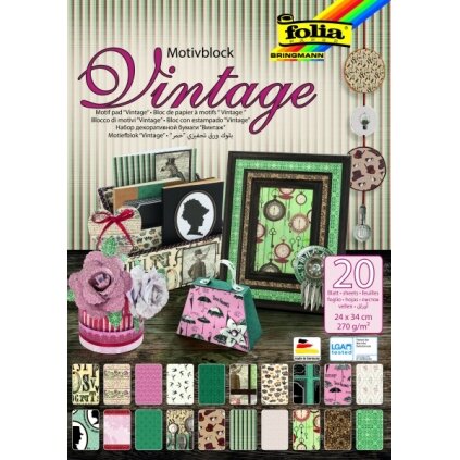 Designer Pad VINTAGE II, 24x34cm, 20 sheets, assorted