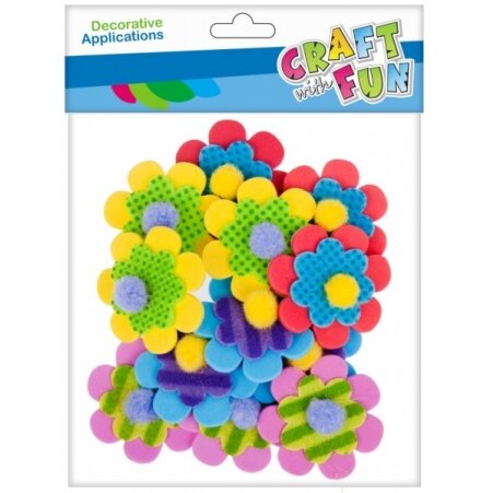 Dekoratyviniai lipdukai iš veltinio "Gėlės", 12 vnt. CRAFT-FUN Dekoratyviniai lipdukai iš veltinio "Gėlės", 12 vnt. CRAFT-FUN