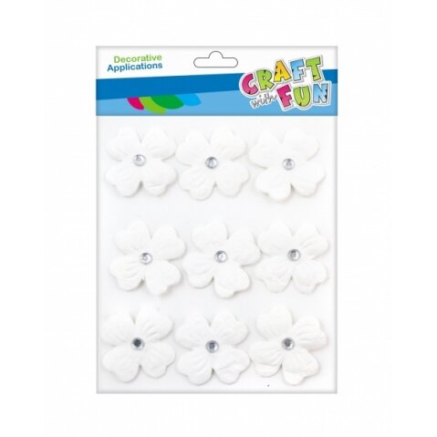 Dekoracija "Gelės su kristalais" baltos spalvos 9 vnt CRAFT-FUN Dekoracija "Gelės su kristalais" baltos spalvos 9 vnt CRAFT-FUN