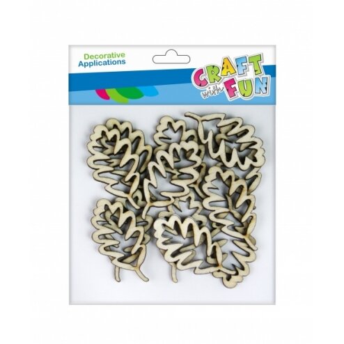 Dekoratyviniai lipdukai iš medžio  "Ažuolo lapai" 2*3,8 cm 12 vnt. CRAFT-FUN