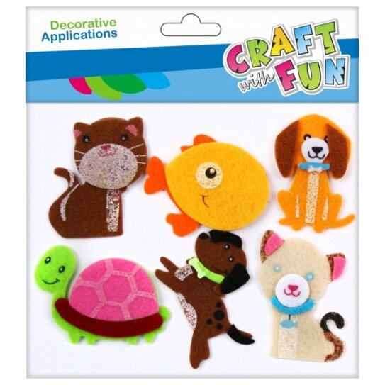 Dekoratyviniai lipdukai iš veltinio "Animals" 6 vnt. CRAFT-FUN