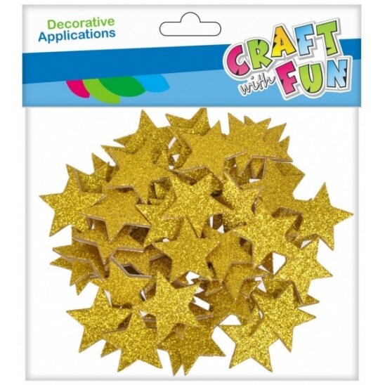 Dekoratyviniai lipdukai iš putgumės "Žvaigždės" aukso spalvos 60 vnt. CRAFT-FUN Dekoratyviniai lipdukai iš putgumės "Žvaigždės" aukso spalvos 60 vnt. CRAFT-FUN