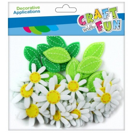 Dekoratyviniai lipdukai iš veltinio "Ramunės" 40 vnt. CRAFT-FUN