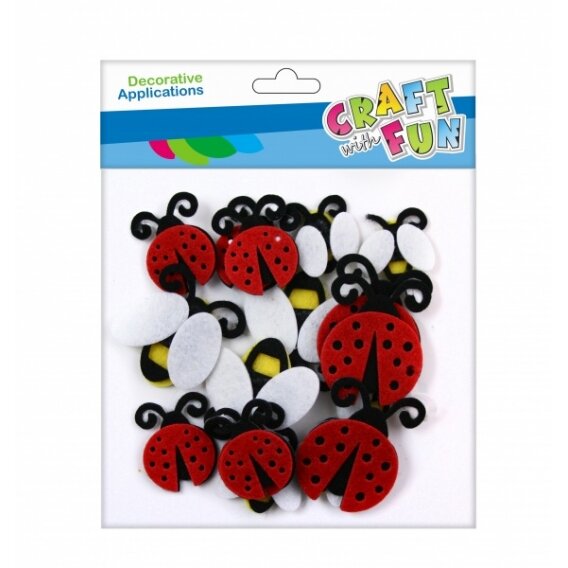 Dekoratyviniai lipdukai iš veltinio "Boružėlės ir Bitutės", 18 vnt. CRAFT-FUN