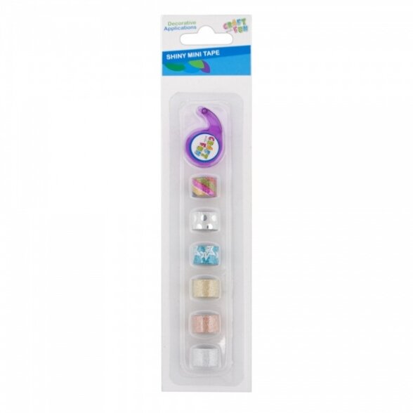 Dekorativinė mini lipni juosta Glitter 6 vnt. + juostų laikiklis CRAFT-FUN Dekorativinė mini lipni juosta Glitter 6 vnt. + juostų laikiklis CRAFT-FUN