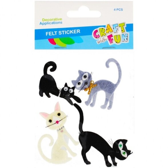 Dekorativiniai lipdukai iš veltinio "Cats" 4 vnt Craft-Fun Dekorativiniai lipdukai iš veltinio "Cats" 4 vnt Craft-Fun