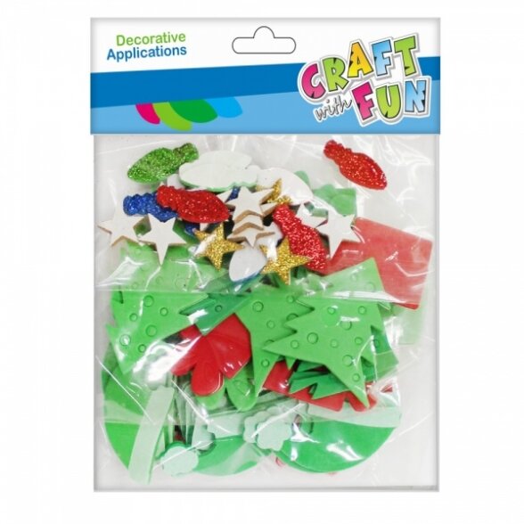 Dekoratyviniai lipdukai iš putgumės "Kalėdos" 74 vnt. CRAFT-FUN Dekoratyviniai lipdukai iš putgumės "Kalėdos" 74 vnt. CRAFT-FUN