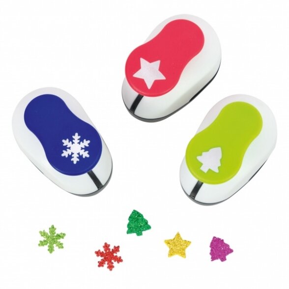 Набор декоративных дыроколов Folia "X-MAS MOTIFS", 3 штуки, вырезка 15 мм 1