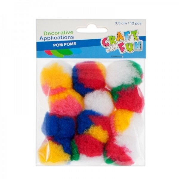 Dekoracija pomponai 3,5 cm 12 vnt. CRAFT-FUN Dekoracija pomponai 3,5 cm 12 vnt. CRAFT-FUN
